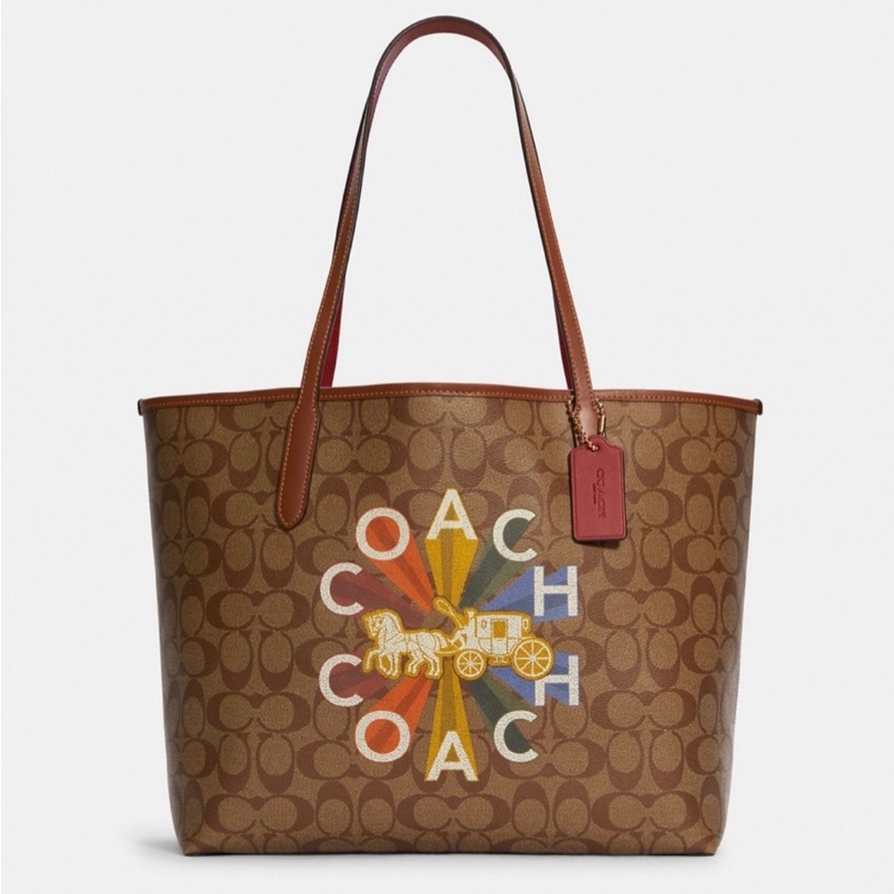 Coach Rainbow City Tote In Signature Canvas with small Wristlet - Picture 2 of 11